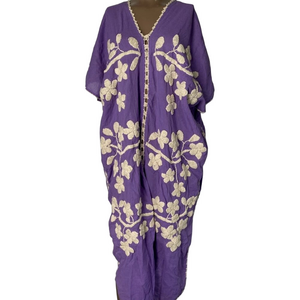 Mono New York Women's Ibiza Embroidered Kaftan Midi Dress One Size Assort Purple